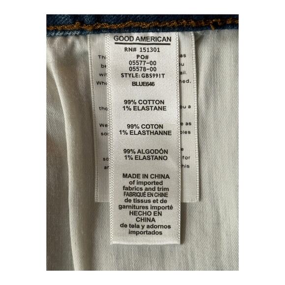 Good American GBS991T Bombshell distressed Jean Shorts Blue Plus Size 26 - Picture 5 of 6